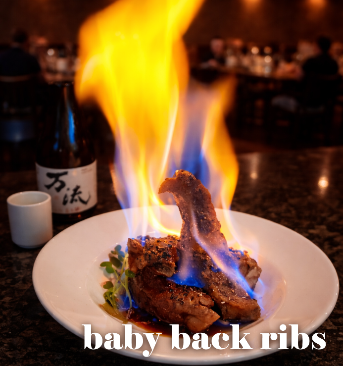 food on fire, baby back ribs