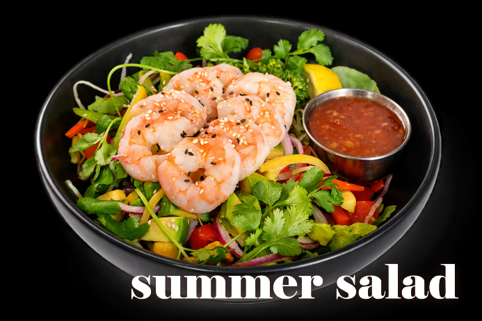 healthy salad bowls, thai salad, asian salads, poke salads